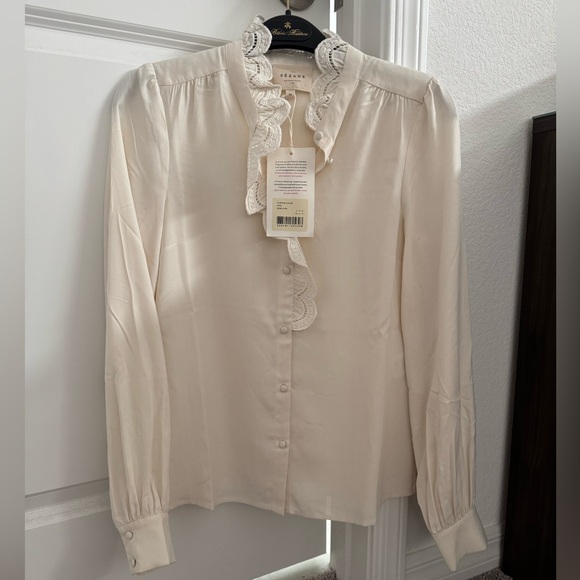 NWT Sezane Ecru Chloe Silk shirt from 2020 - Picture 3 of 7